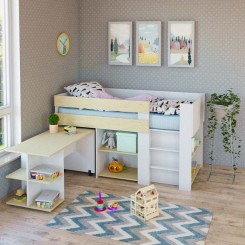 Compact Spacesaver single bed Open Shelves